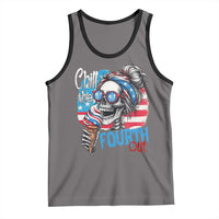 Funny Chill The Fourth Out 4th Of July Tank Top Patriotic Skeleton Popsicle US Flag - Wonder Print Shop