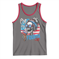 Funny Chill The Fourth Out 4th Of July Tank Top Patriotic Skeleton Popsicle US Flag - Wonder Print Shop
