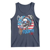 Funny Chill The Fourth Out 4th Of July Tank Top Patriotic Skeleton Popsicle US Flag - Wonder Print Shop