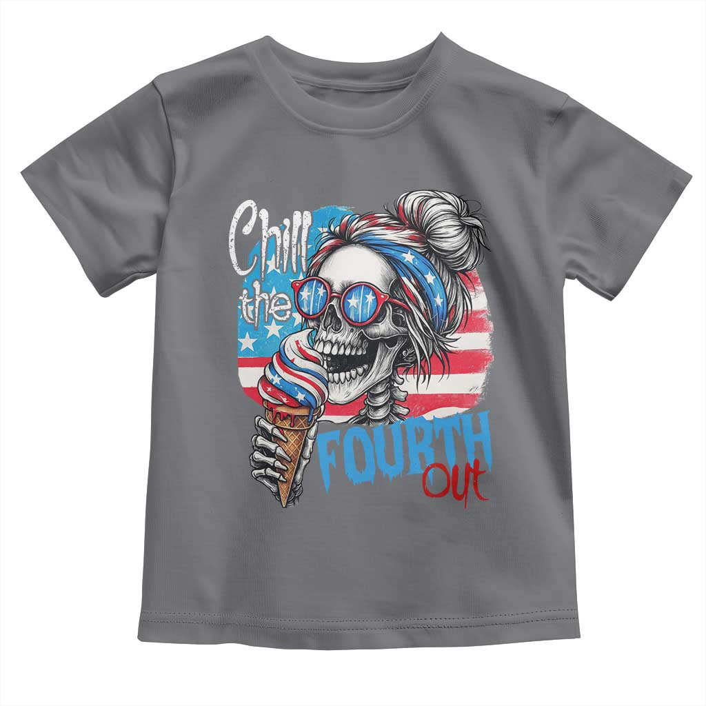 Funny Chill The Fourth Out 4th Of July Toddler T Shirt Patriotic Skeleton Popsicle US Flag - Wonder Print Shop