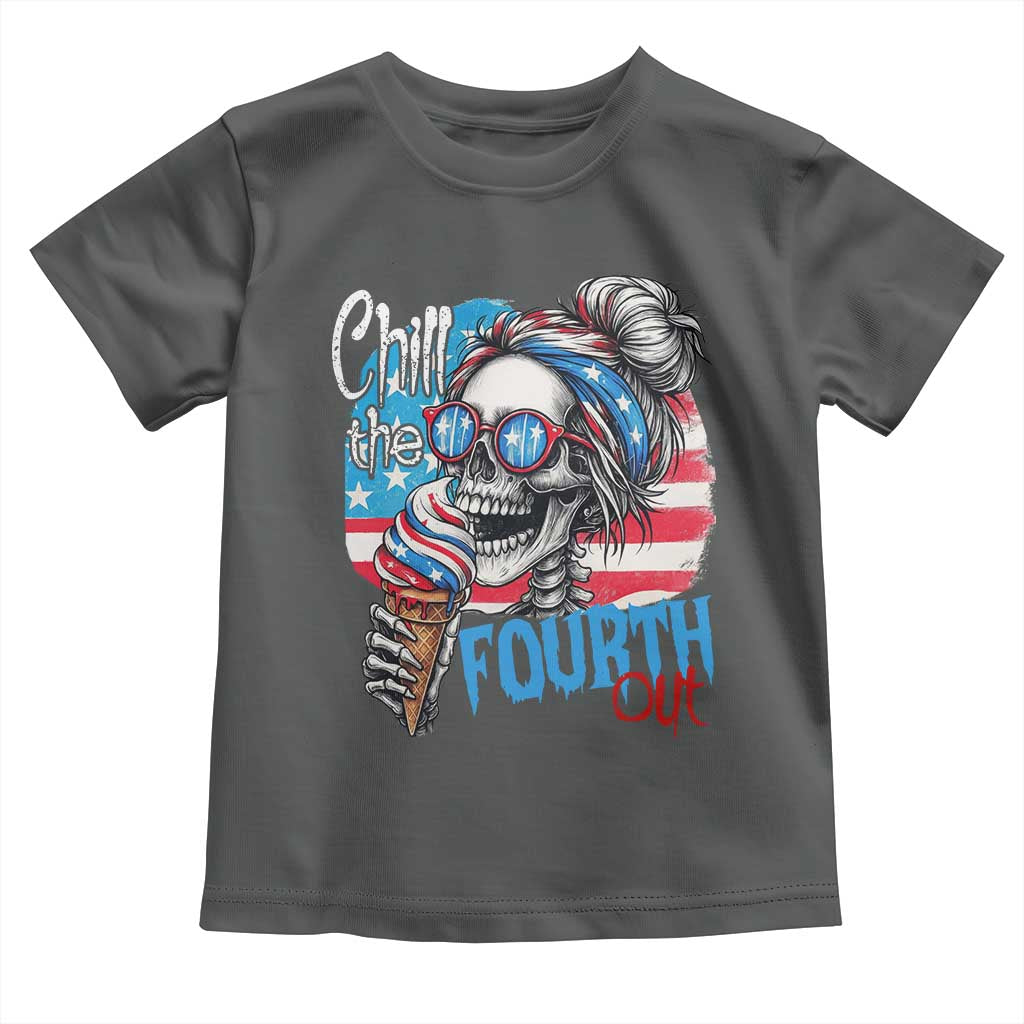 Funny Chill The Fourth Out 4th Of July Toddler T Shirt Patriotic Skeleton Popsicle US Flag - Wonder Print Shop
