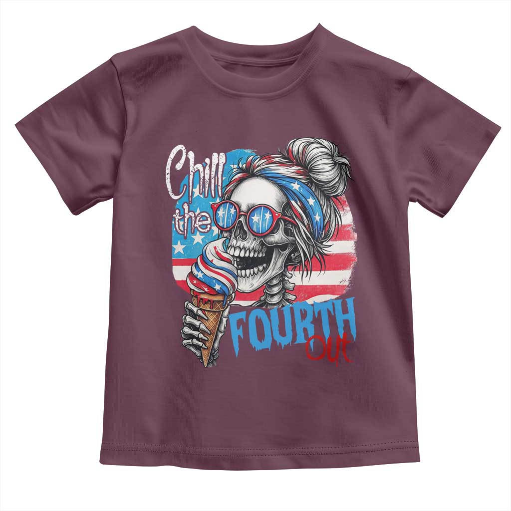 Funny Chill The Fourth Out 4th Of July Toddler T Shirt Patriotic Skeleton Popsicle US Flag - Wonder Print Shop