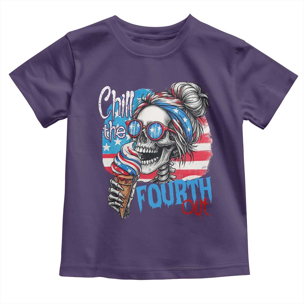 Funny Chill The Fourth Out 4th Of July Toddler T Shirt Patriotic Skeleton Popsicle US Flag - Wonder Print Shop