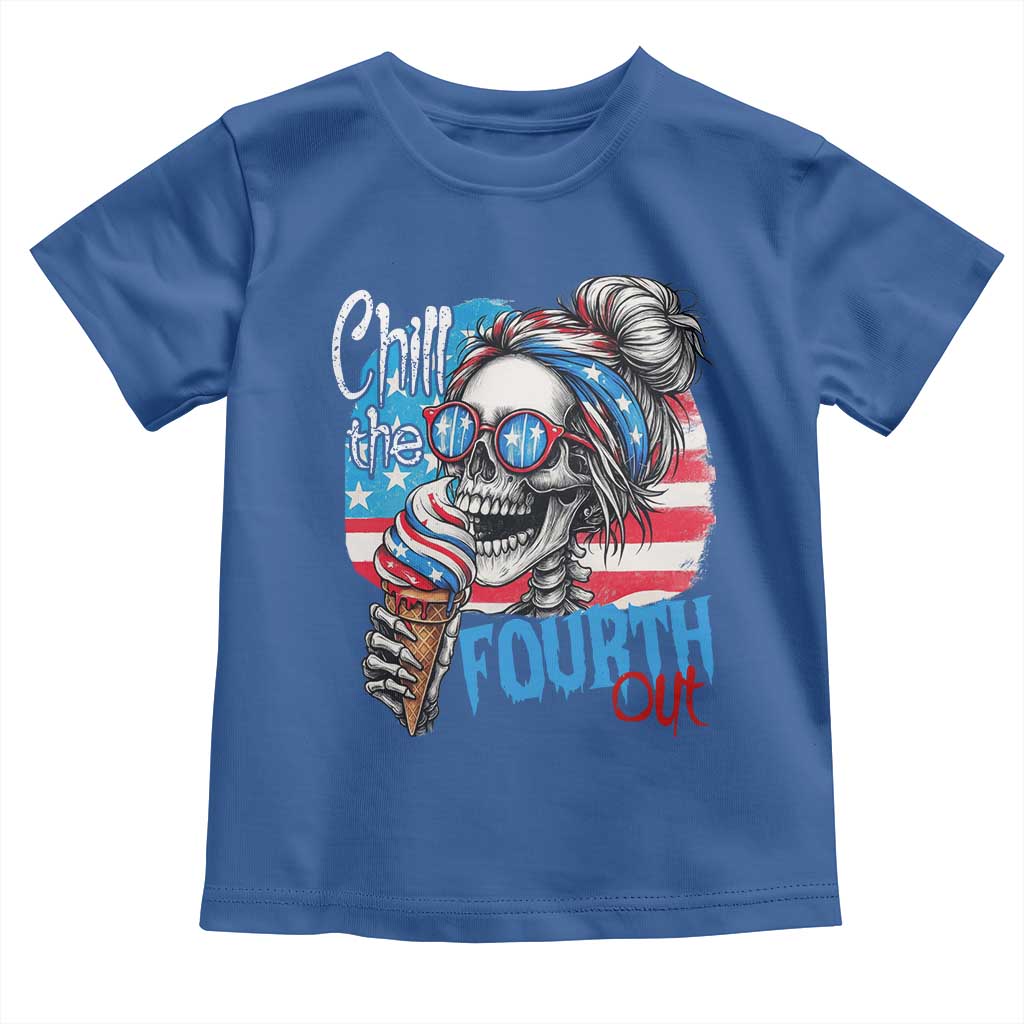 Funny Chill The Fourth Out 4th Of July Toddler T Shirt Patriotic Skeleton Popsicle US Flag - Wonder Print Shop