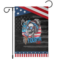 Funny Chill The Fourth Out 4th Of July Garden Flag Patriotic Skeleton Popsicle US Flag