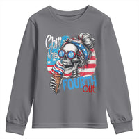 Funny Chill The Fourth Out 4th Of July Youth Sweatshirt Patriotic Skeleton Popsicle US Flag - Wonder Print Shop