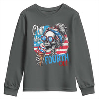 Funny Chill The Fourth Out 4th Of July Youth Sweatshirt Patriotic Skeleton Popsicle US Flag - Wonder Print Shop