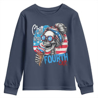 Funny Chill The Fourth Out 4th Of July Youth Sweatshirt Patriotic Skeleton Popsicle US Flag - Wonder Print Shop
