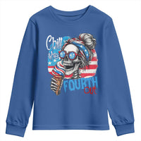 Funny Chill The Fourth Out 4th Of July Youth Sweatshirt Patriotic Skeleton Popsicle US Flag - Wonder Print Shop