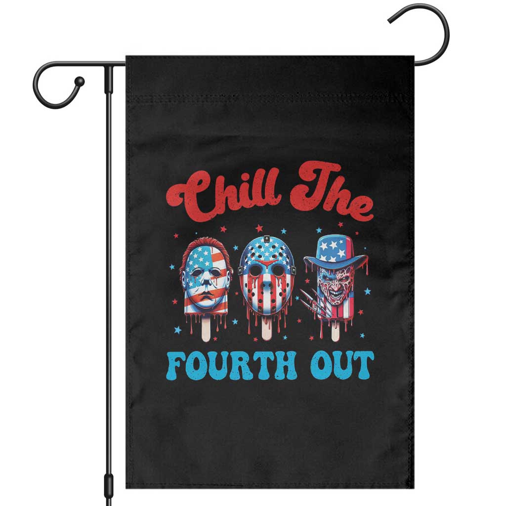 Funny Chill The Fourth Out Garden Flag 4th of July Horror Movie Popsicle Mask USA Flag - Wonder Print Shop