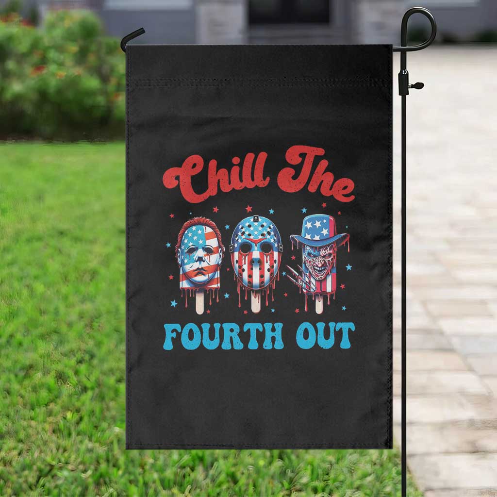 Funny Chill The Fourth Out Garden Flag 4th of July Horror Movie Popsicle Mask USA Flag - Wonder Print Shop