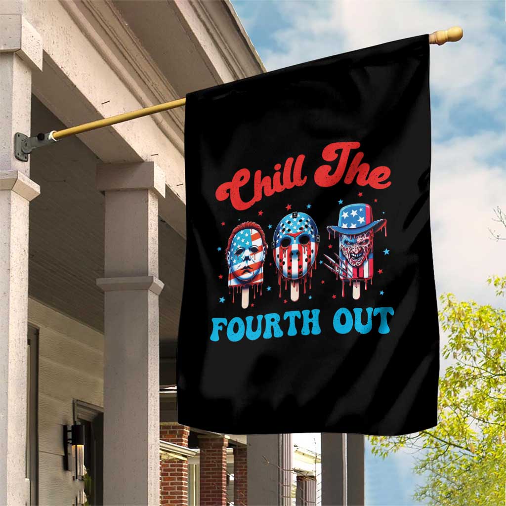 Funny Chill The Fourth Out Garden Flag 4th of July Horror Movie Popsicle Mask USA Flag - Wonder Print Shop