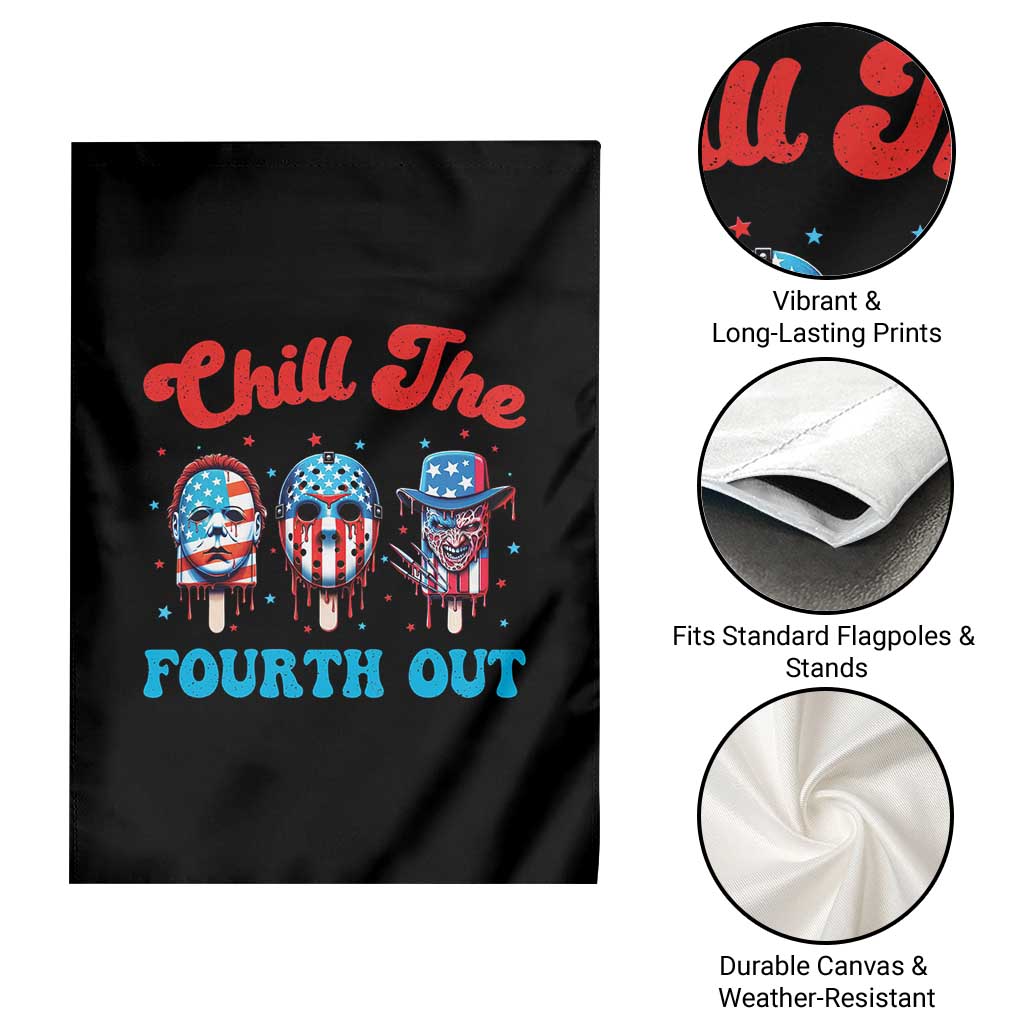 Funny Chill The Fourth Out Garden Flag 4th of July Horror Movie Popsicle Mask USA Flag - Wonder Print Shop