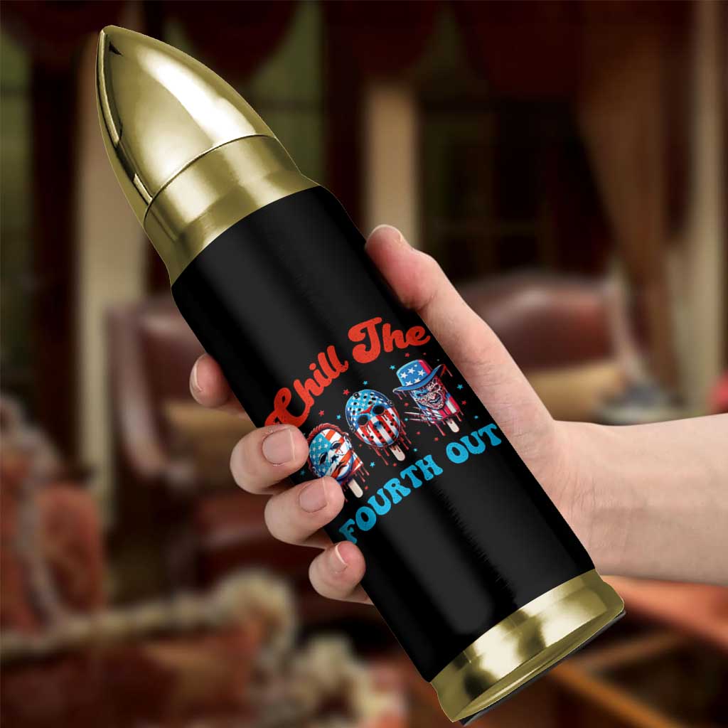 Funny Chill The Fourth Out Bullet Tumbler 4th of July Horror Movie Popsicle Mask USA Flag - Wonder Print Shop