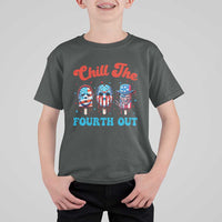 Funny Chill The Fourth Out T Shirt For Kid 4th of July Horror Movie Popsicle Mask USA Flag - Wonder Print Shop