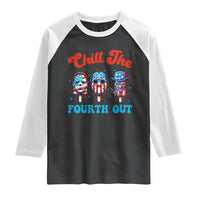 Funny Chill The Fourth Out Raglan Shirt 4th of July Horror Movie Popsicle Mask USA Flag - Wonder Print Shop