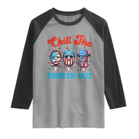 Funny Chill The Fourth Out Raglan Shirt 4th of July Horror Movie Popsicle Mask USA Flag - Wonder Print Shop
