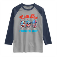 Funny Chill The Fourth Out Raglan Shirt 4th of July Horror Movie Popsicle Mask USA Flag - Wonder Print Shop