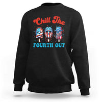 Funny Chill The Fourth Out Sweatshirt 4th of July Horror Movie Popsicle Mask USA Flag - Wonder Print Shop