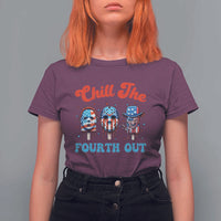 Funny Chill The Fourth Out T Shirt For Women 4th of July Horror Movie Popsicle Mask USA Flag - Wonder Print Shop