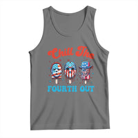 Funny Chill The Fourth Out Tank Top 4th of July Horror Movie Popsicle Mask USA Flag - Wonder Print Shop