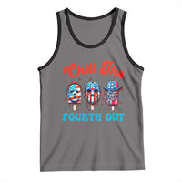 Funny Chill The Fourth Out Tank Top 4th of July Horror Movie Popsicle Mask USA Flag - Wonder Print Shop