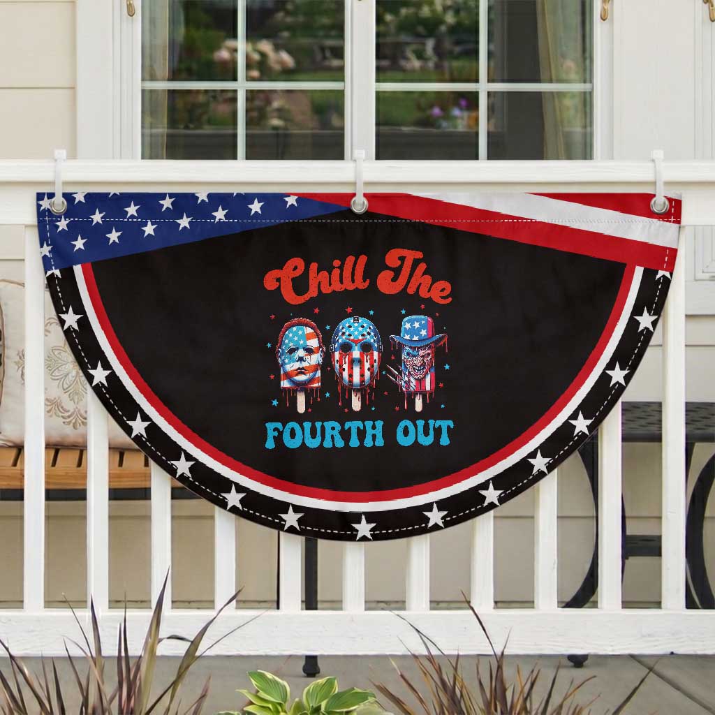 Funny Chill The Fourth Out Patriotic Fan Flag 4th of July Horror Movie Popsicle Mask USA Flag