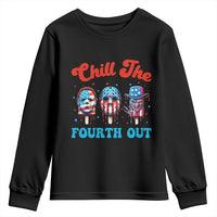 Funny Chill The Fourth Out Youth Sweatshirt 4th of July Horror Movie Popsicle Mask USA Flag - Wonder Print Shop