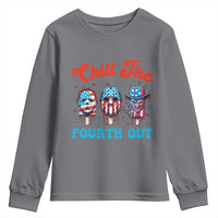 Funny Chill The Fourth Out Youth Sweatshirt 4th of July Horror Movie Popsicle Mask USA Flag - Wonder Print Shop