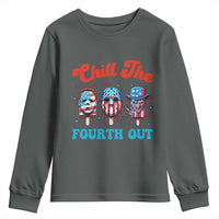 Funny Chill The Fourth Out Youth Sweatshirt 4th of July Horror Movie Popsicle Mask USA Flag - Wonder Print Shop