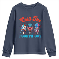 Funny Chill The Fourth Out Youth Sweatshirt 4th of July Horror Movie Popsicle Mask USA Flag - Wonder Print Shop
