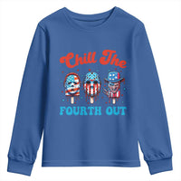 Funny Chill The Fourth Out Youth Sweatshirt 4th of July Horror Movie Popsicle Mask USA Flag - Wonder Print Shop