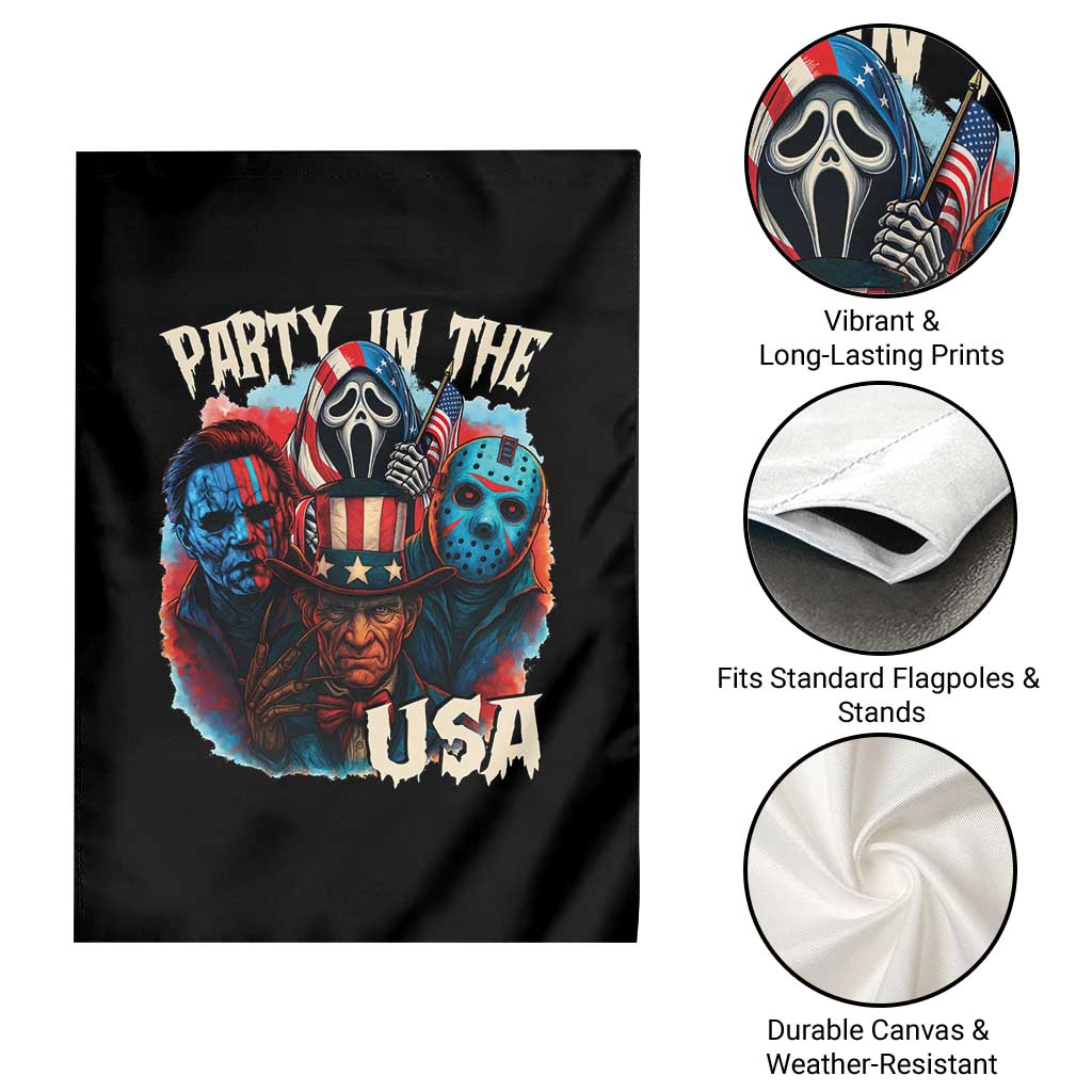 Funny Creepy 4th Of July Party In The USA Garden Flag 4th Of July Horror Movie Independence Day - Wonder Print Shop