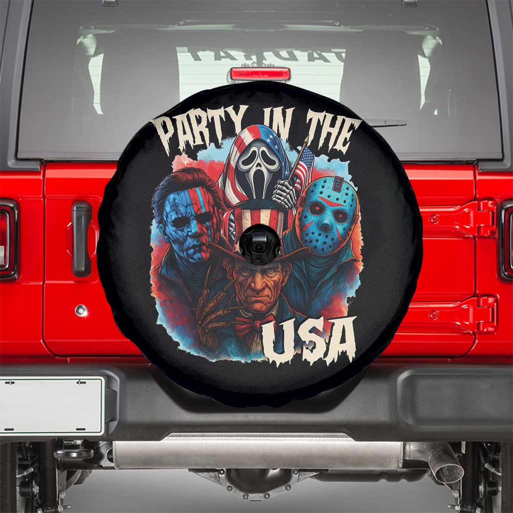 Funny Creepy 4th Of July Party In The USA Spare Tire Cover 4th Of July Horror Movie Independence Day - Wonder Print Shop