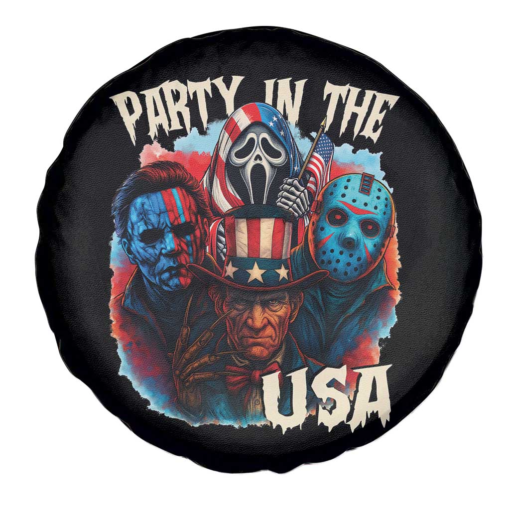 Funny Creepy 4th Of July Party In The USA Spare Tire Cover 4th Of July Horror Movie Independence Day - Wonder Print Shop