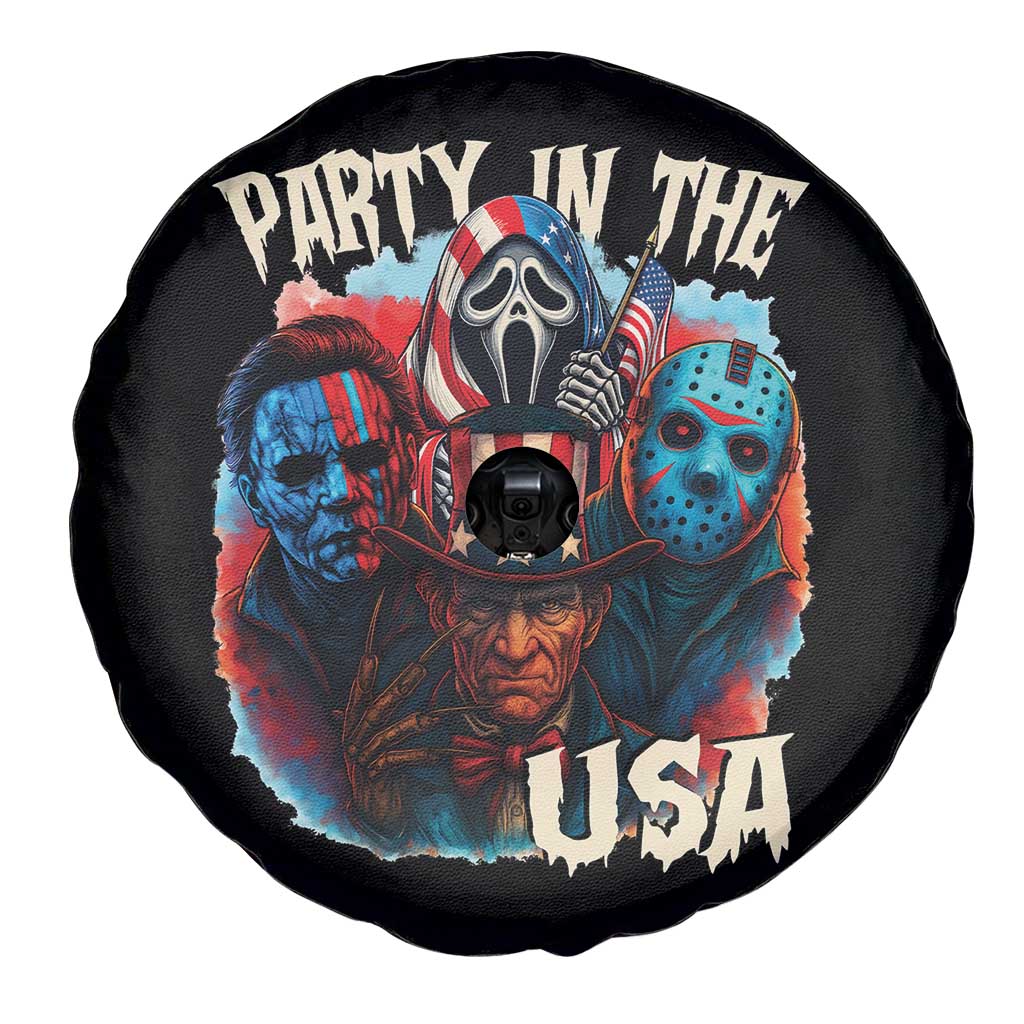 Funny Creepy 4th Of July Party In The USA Spare Tire Cover 4th Of July Horror Movie Independence Day - Wonder Print Shop