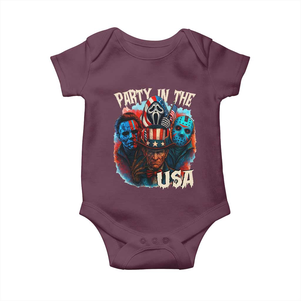 Funny Creepy 4th Of July Party In The USA Baby Onesie 4th Of July Horror Movie Independence Day - Wonder Print Shop
