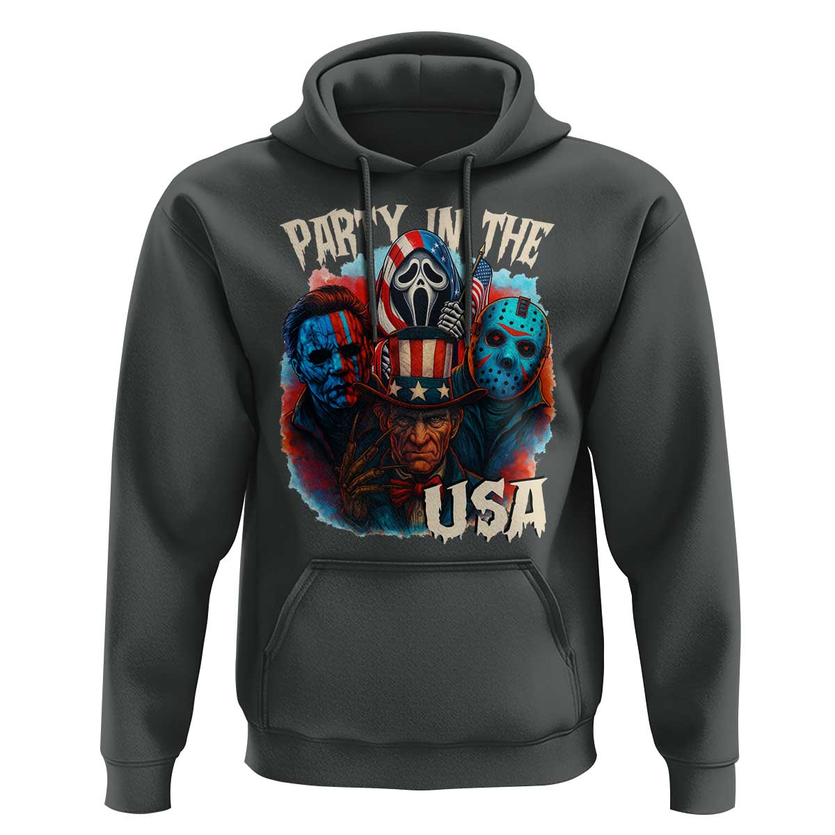 Funny Creepy 4th Of July Party In The USA Hoodie 4th Of July Horror Movie Independence Day - Wonder Print Shop