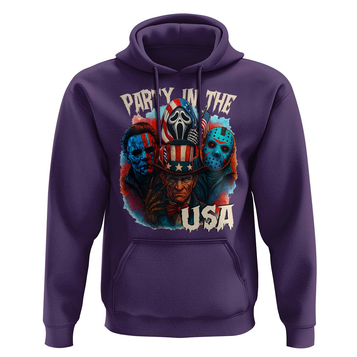 Funny Creepy 4th Of July Party In The USA Hoodie 4th Of July Horror Movie Independence Day - Wonder Print Shop