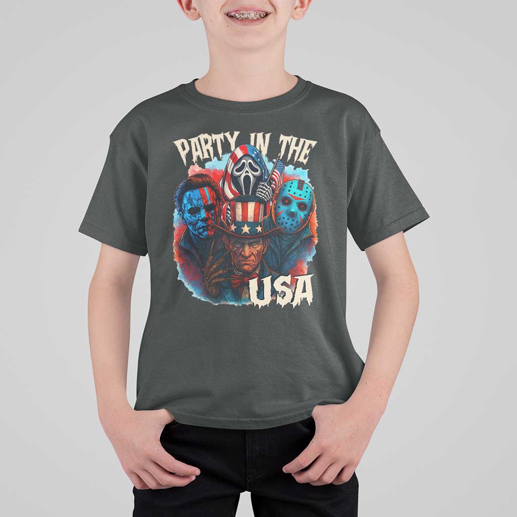 Funny Creepy 4th Of July Party In The USA T Shirt For Kid 4th Of July Horror Movie Independence Day - Wonder Print Shop