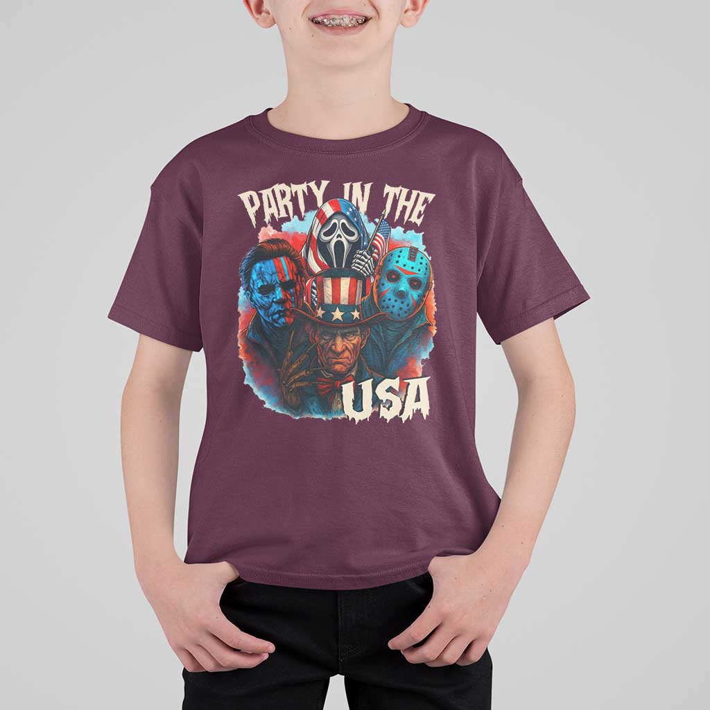 Funny Creepy 4th Of July Party In The USA T Shirt For Kid 4th Of July Horror Movie Independence Day - Wonder Print Shop