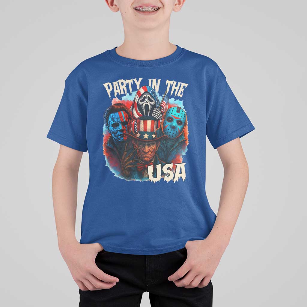 Funny Creepy 4th Of July Party In The USA T Shirt For Kid 4th Of July Horror Movie Independence Day - Wonder Print Shop