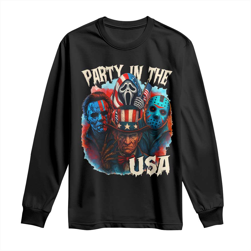 Funny Creepy 4th Of July Party In The USA Long Sleeve Shirt 4th Of July Horror Movie Independence Day - Wonder Print Shop