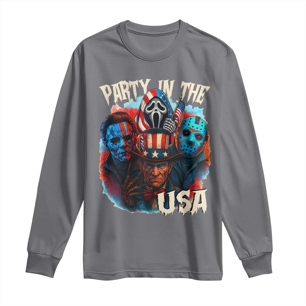 Funny Creepy 4th Of July Party In The USA Long Sleeve Shirt 4th Of July Horror Movie Independence Day - Wonder Print Shop
