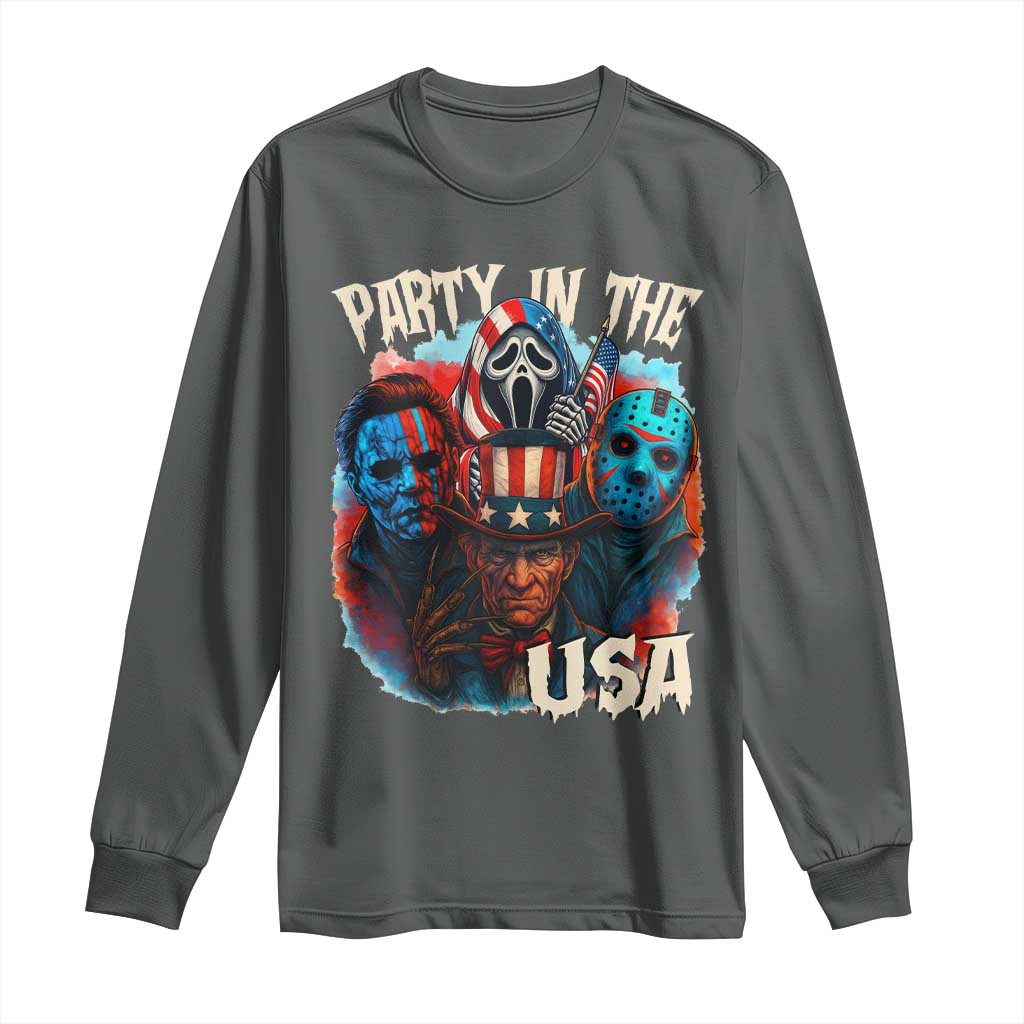 Funny Creepy 4th Of July Party In The USA Long Sleeve Shirt 4th Of July Horror Movie Independence Day - Wonder Print Shop