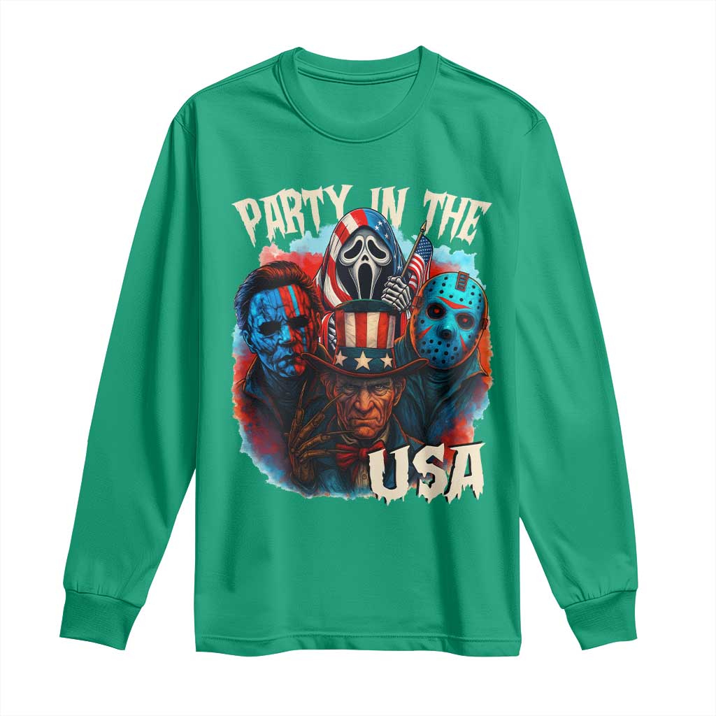 Funny Creepy 4th Of July Party In The USA Long Sleeve Shirt 4th Of July Horror Movie Independence Day - Wonder Print Shop