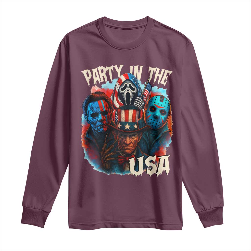 Funny Creepy 4th Of July Party In The USA Long Sleeve Shirt 4th Of July Horror Movie Independence Day - Wonder Print Shop