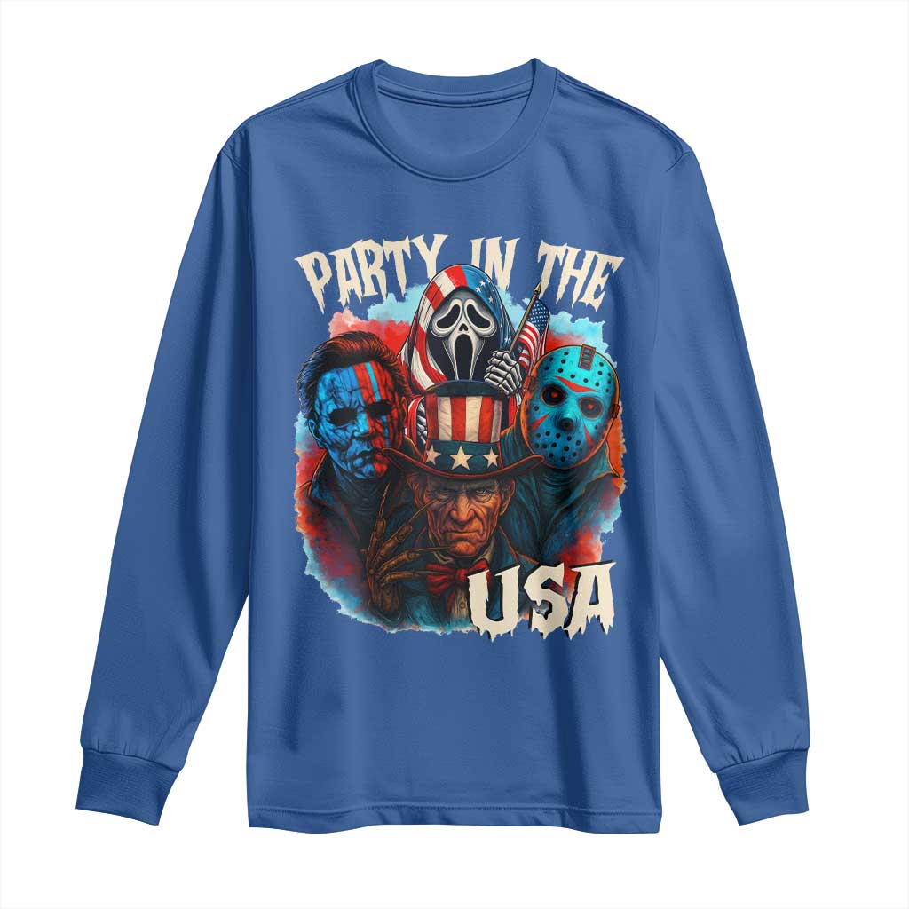 Funny Creepy 4th Of July Party In The USA Long Sleeve Shirt 4th Of July Horror Movie Independence Day - Wonder Print Shop