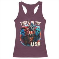Funny Creepy 4th Of July Party In The USA Racerback Tank Top 4th Of July Horror Movie Independence Day - Wonder Print Shop