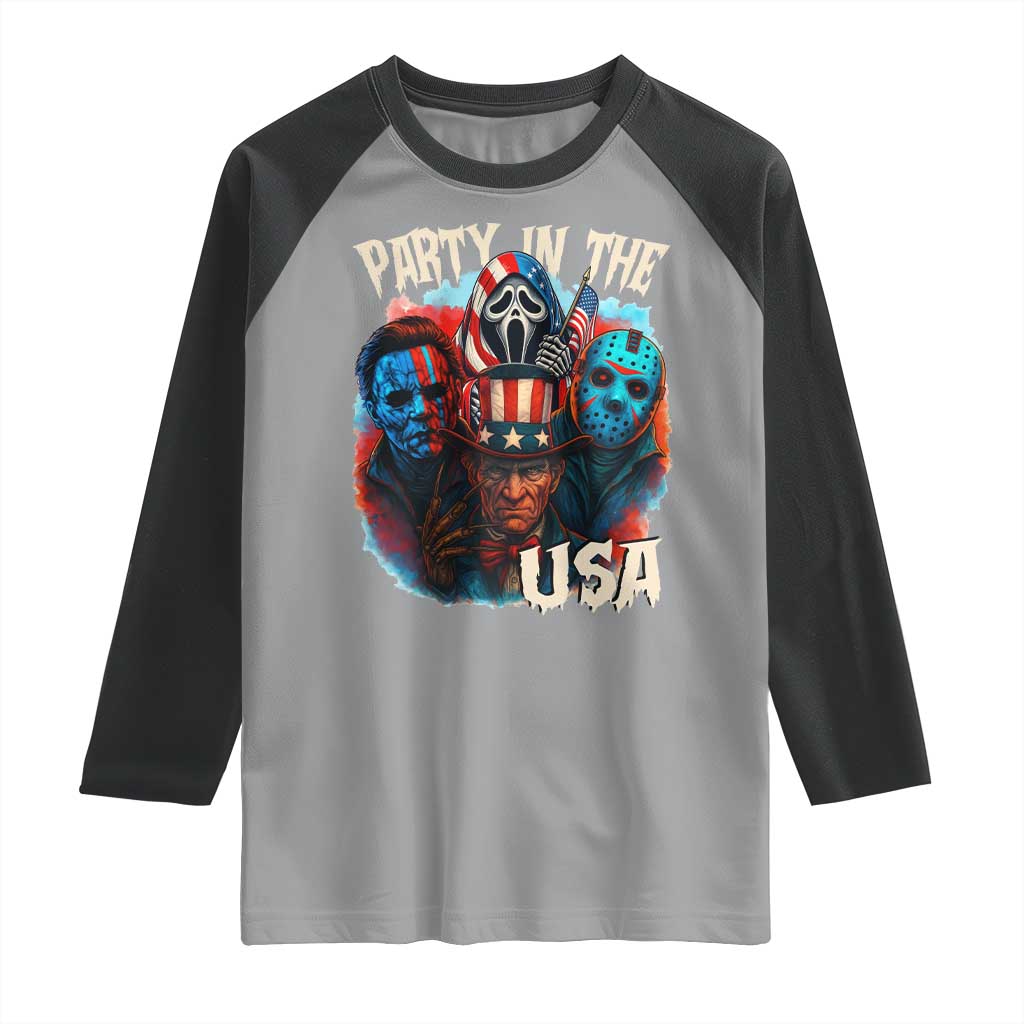 Funny Creepy 4th Of July Party In The USA Raglan Shirt 4th Of July Horror Movie Independence Day - Wonder Print Shop